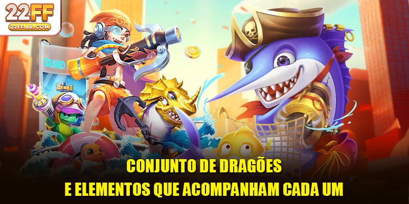 Conjunto de Dragões e elementos que acompanham cada um