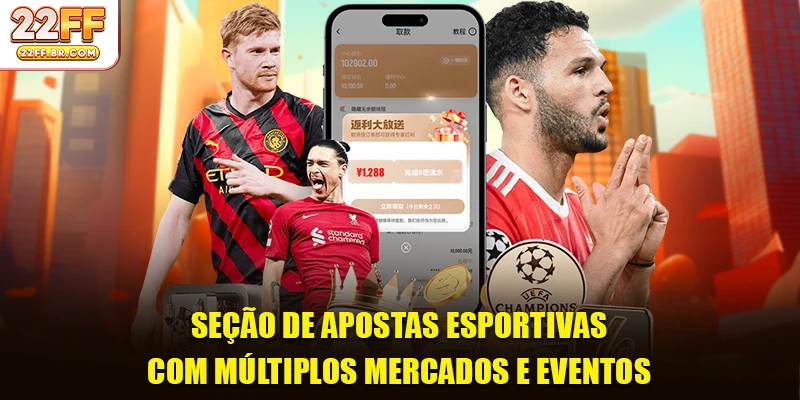 Seção de apostas esportivas com múltiplos mercados e eventos